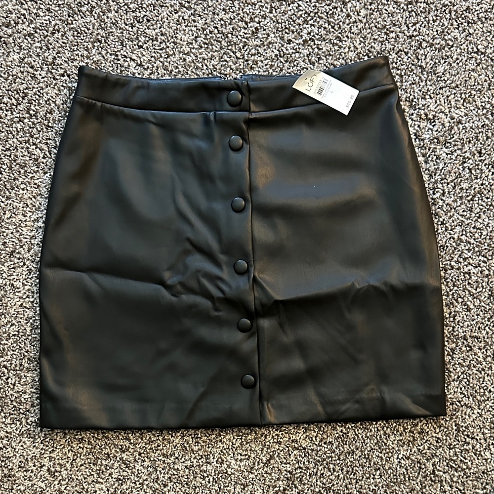 Black Button-Up Leather Skirt